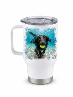 Peštovka Cestovní hrnek 450ml *BUBBLE DOG - FLAT-COATED RETRIEVER*