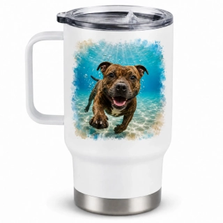 Peštovka Cestovní hrnek 450ml *BUBBLE DOG - STAFFBULL *