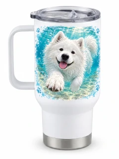 Peštovka Cestovní hrnek 450ml *BUBBLE DOG  SAMOJED*