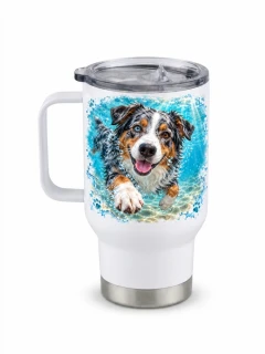 Peštovka Cestovní hrnek 450ml *BUBBLE DOG  AUSTRALSKÝ OVČÁK*