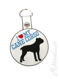 Peštovka - Klíčenka vyšívaná *I love Cane corso*