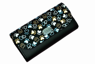 Peštovka Dámská ručně šitá peněženka *Paws/tlapičky se srdíčky*