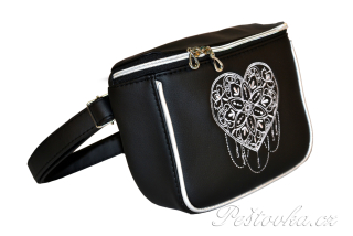 Peštovka - ledvinka Funny *černo-stříbrná s výšivkou*