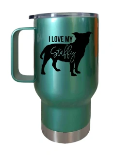 Peštovka Cestovní hrnek 450ml zelený *I LOVE MY STAFFY*
