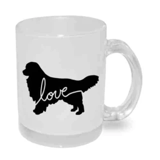 Hrnek skleněný MATNÝ 330 ml A+ barevný gradient *ZLATÝ RETRIEVER*