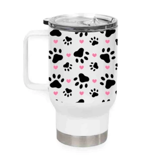 Peštovka Cestovní hrnek 450ml *TLAPKY a srdíčka*